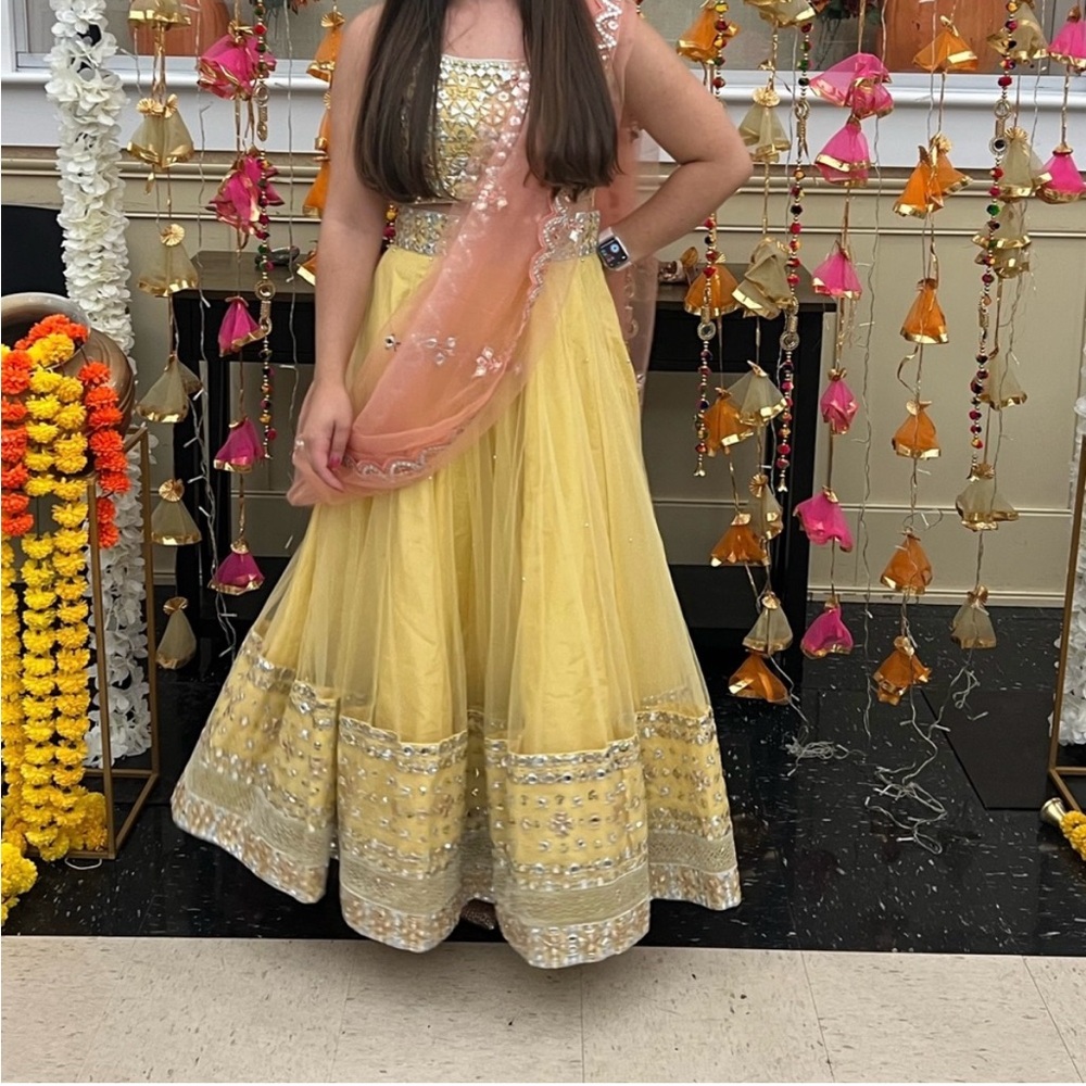 Yellow and Peach Lehenga